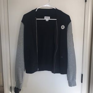 Converse Unisex Gray/Black Bomber Jacket, Size Small